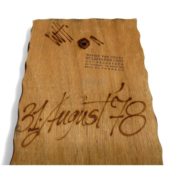 WOODBURNED Pyrography Werner Van Helden BACHARACH Germany 1978 Vintage 12" - Picture 2 of 10